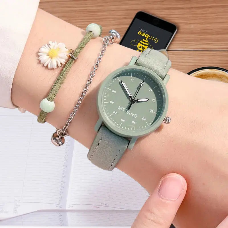 Women's Watch PU Leather Strap Bracelet Women Quartz Watches Small Round Dial Fashion Wristwatch for Ladies Girls