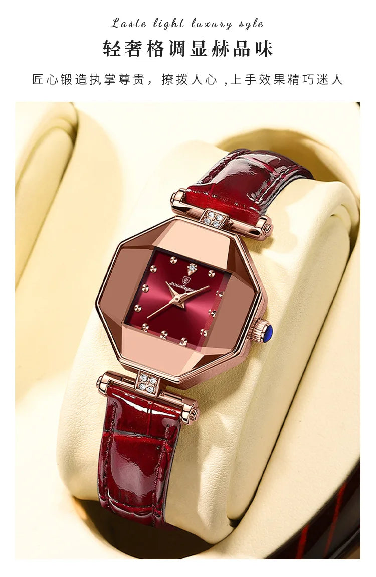 Women Quartz Watch Leather Steel Watch Rhinestone Ladies Bracelet Watch Casual Wristwatch Clock Relogio Feminino