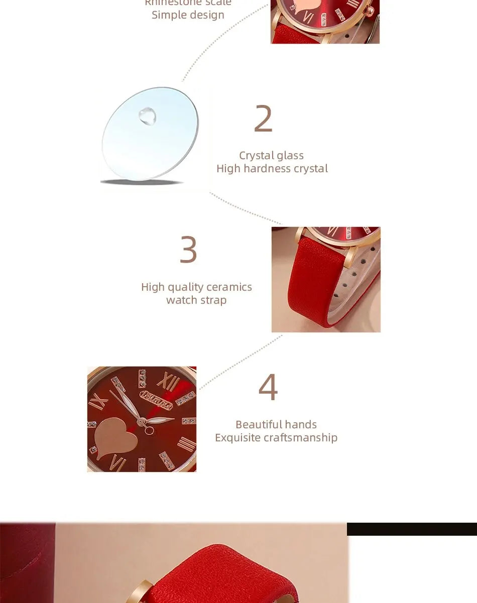 6-Piece Heart Dial Quartz Watch Set