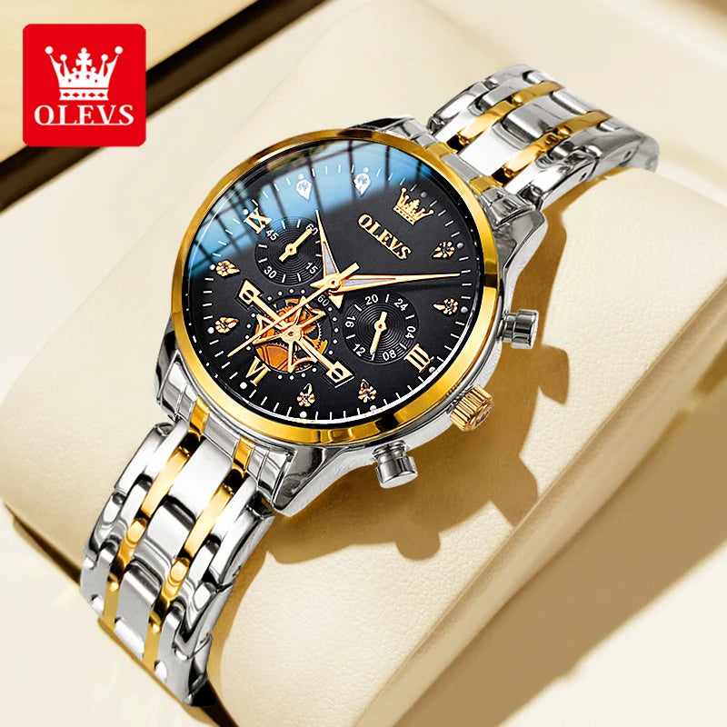 OLEVS Original Fashion Ladies Quartz Wristwatch Waterproof Luminous Multifunction Women Watches Gifts Box Reloj 2897