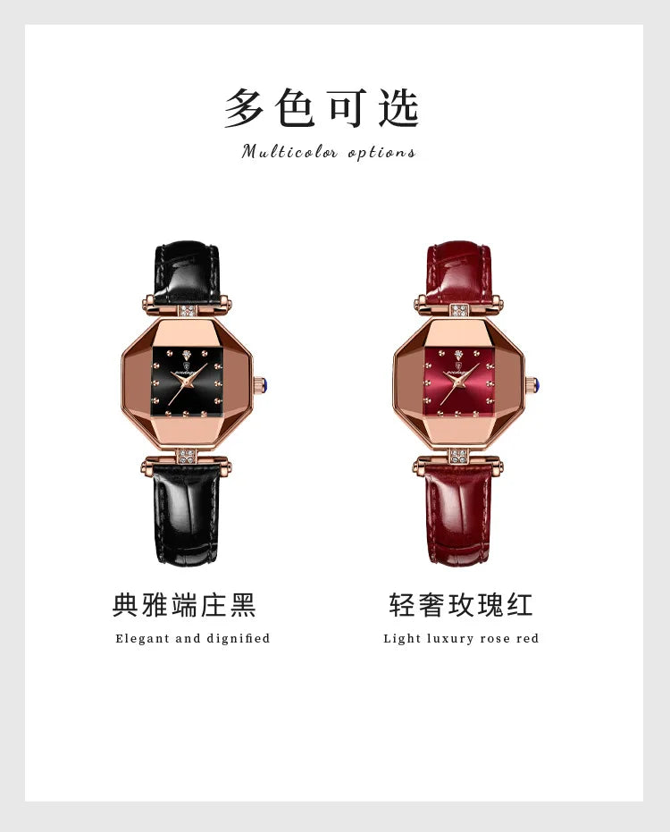 Women Quartz Watch Leather Steel Watch Rhinestone Ladies Bracelet Watch Casual Wristwatch Clock Relogio Feminino
