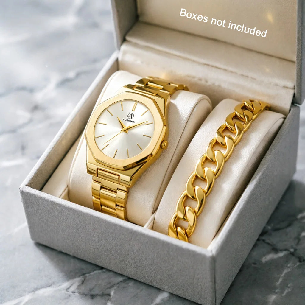 2Pcs Men's Fashion Watch Set, Easter, Christmas, New Year's Day, Halloween, Ramadan, Gifts for Friends and Family.