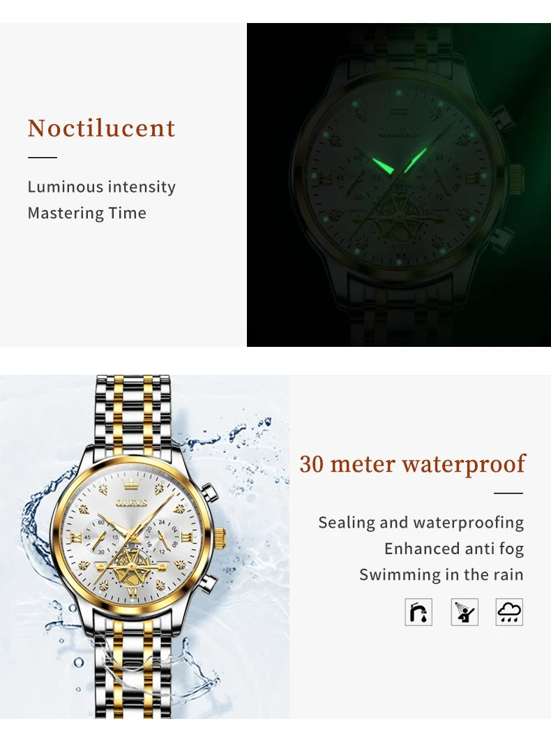 OLEVS 2897 Watches for Women Original Ladies Watch Waterproof Chronograph Sports Business Elegant Women's Quartz Wristwatches