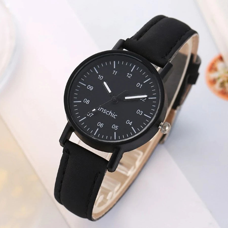 Women's Watch PU Leather Strap Bracelet Women Quartz Watches Small Round Dial Fashion Wristwatch for Ladies Girls
