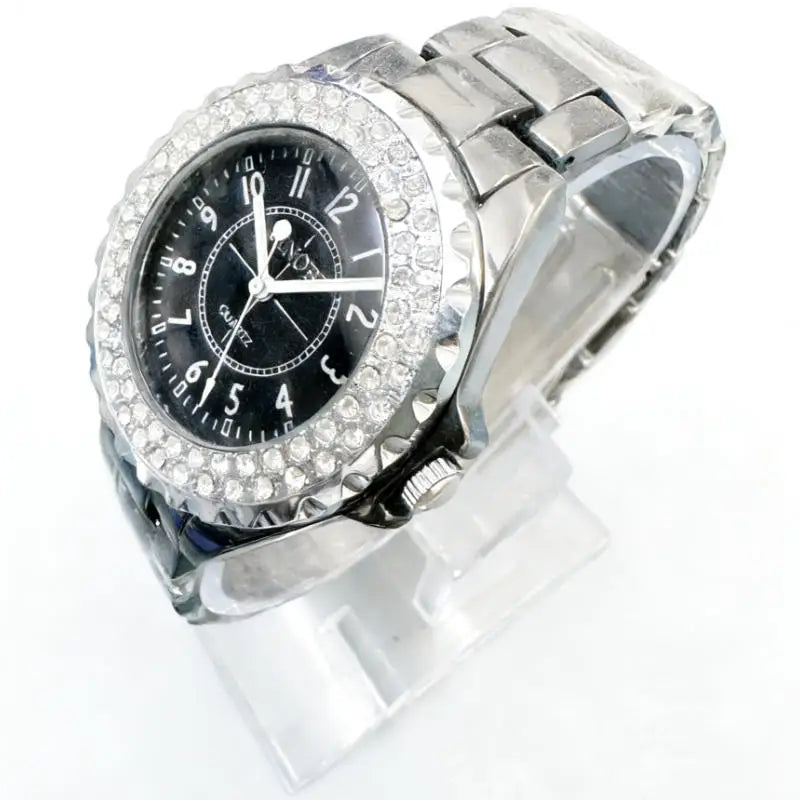 Promotion Item Fashion Women Rhinestone Quartz Wrist Watch Black Dial Nice Gift Ship With Tracking Number Wholesale Price
