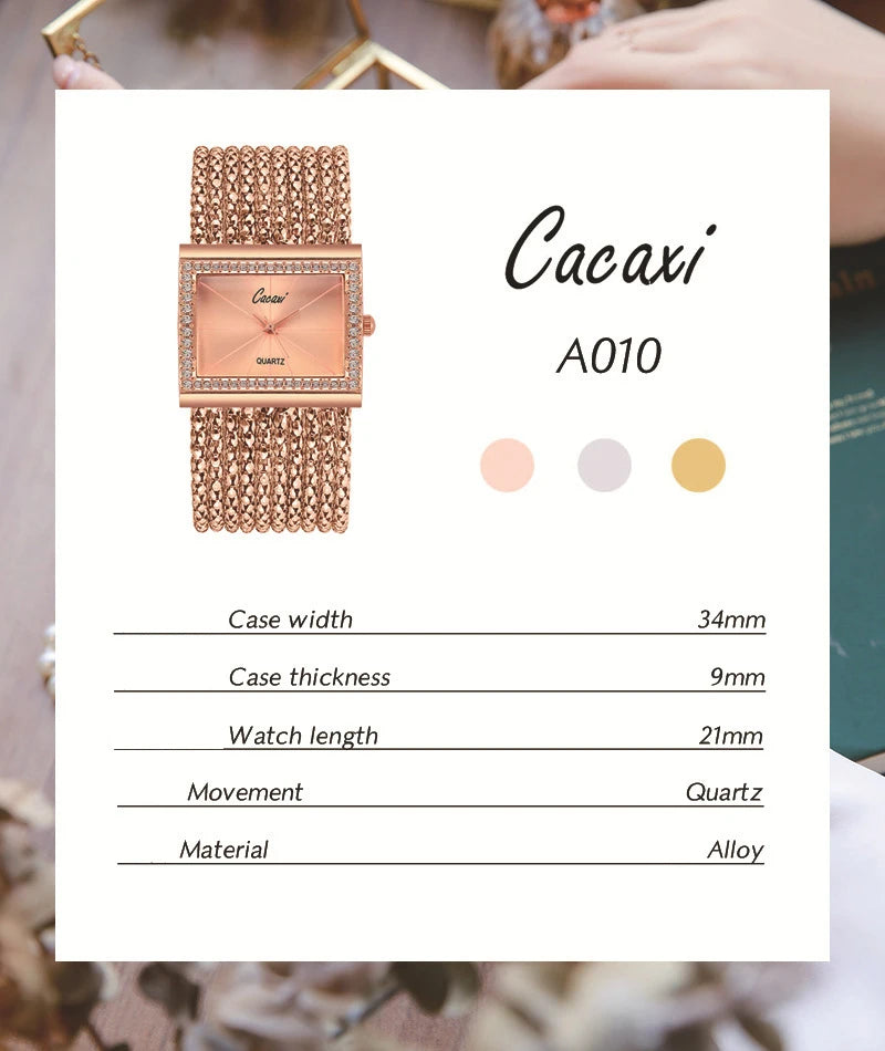 NEW Ladies Watches Fashion Gold Diamond Bracelet Women Luxury  Vintage Quartz Watches Simple Square Dial Female Dress Gifts