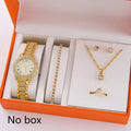 6Pcs Women's Rhinestone Quartz Watch Set Fashion Wrist Watch & Jewelry Set Gift