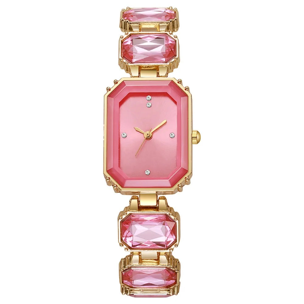 Rhinestone Quartz Watches Diamond Studded Watch Strap with Adjustable Bracelet Women Wristwatch Square Shaped Watch Women Girl