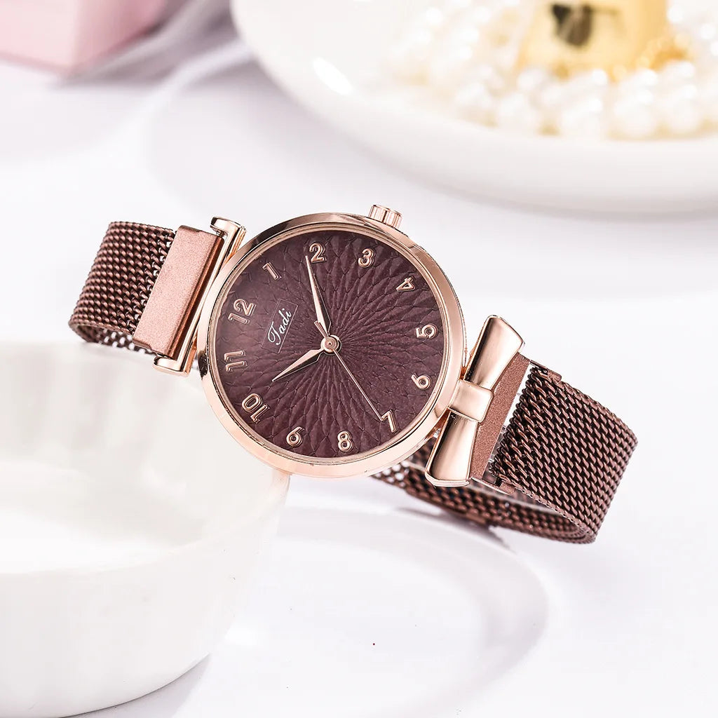Women Bracelet Set Quartz Watches For Women Rose Gold Magnetic Watch Ladies Pink Dial Wrist Watch Clock Female Relogio Feminino