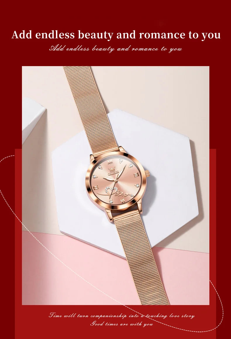 OLEVS 5530 Versatile Fashion Women's Quartz Watches Waterproof Mesh Belt Love Dial Luminous Clock Original Brand Wristwatch