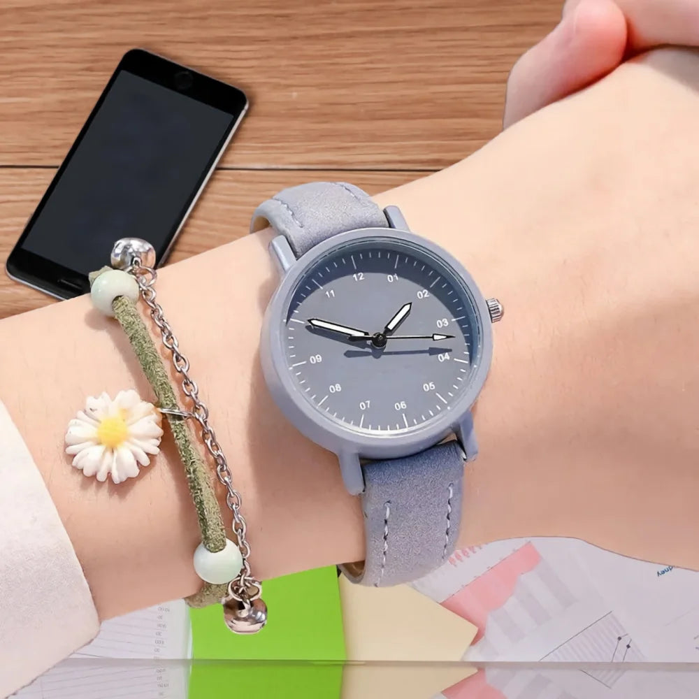 Women's Watch PU Leather Strap Bracelet Women Quartz Watches Small Round Dial Fashion Wristwatch for Ladies Girls