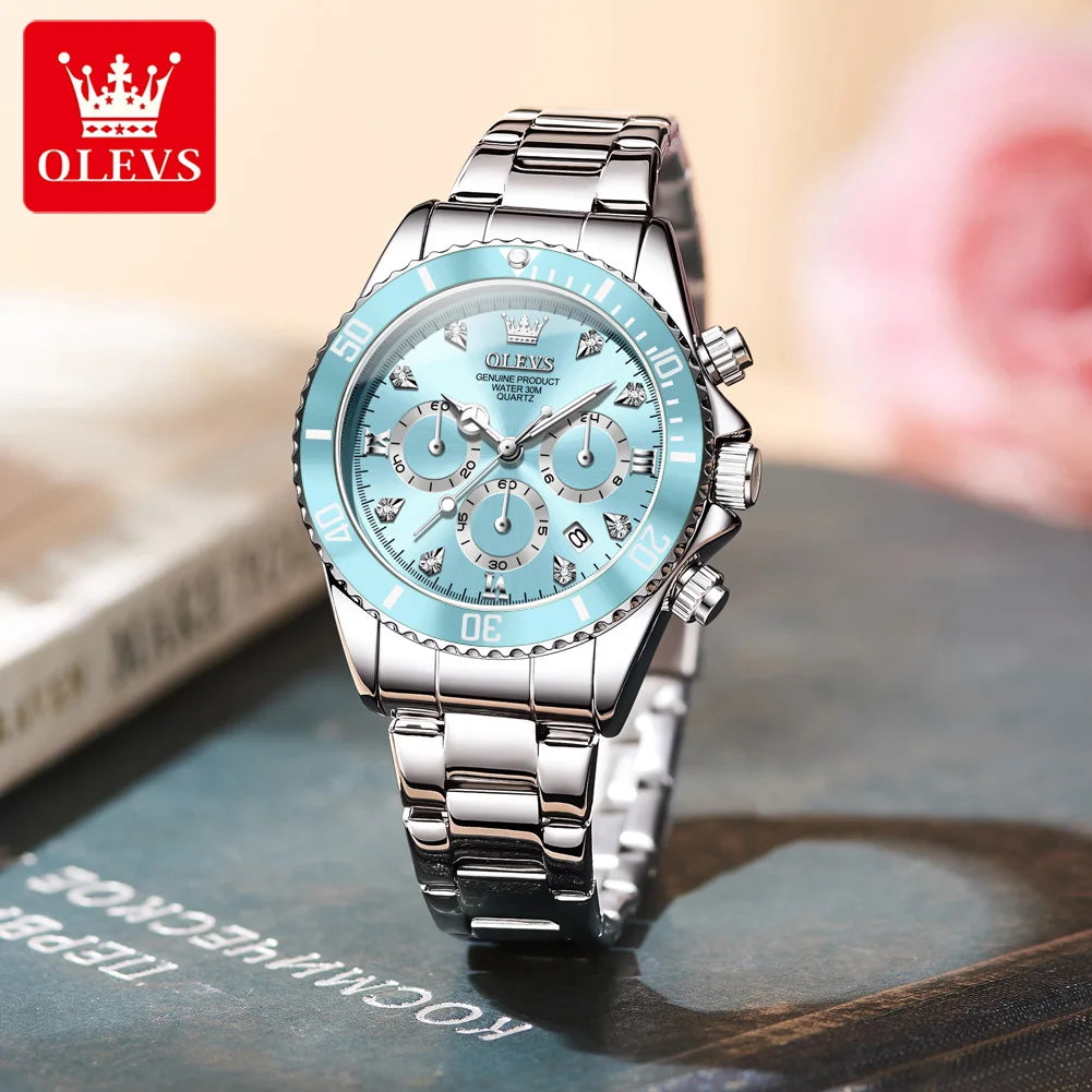 OLEVS 5632 Luxury Women Watch Original Quartz Watch Multi Functional HD Date Waterproof Luminous Chronograph Women Gift Watch