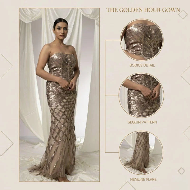 Women's Backless Sequin Mermaid Evening Gown