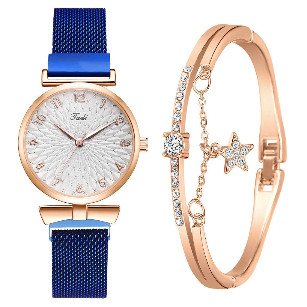 Women Bracelet Set Quartz Watches For Women Rose Gold Magnetic Watch Ladies Pink Dial Wrist Watch Clock Female Relogio Feminino