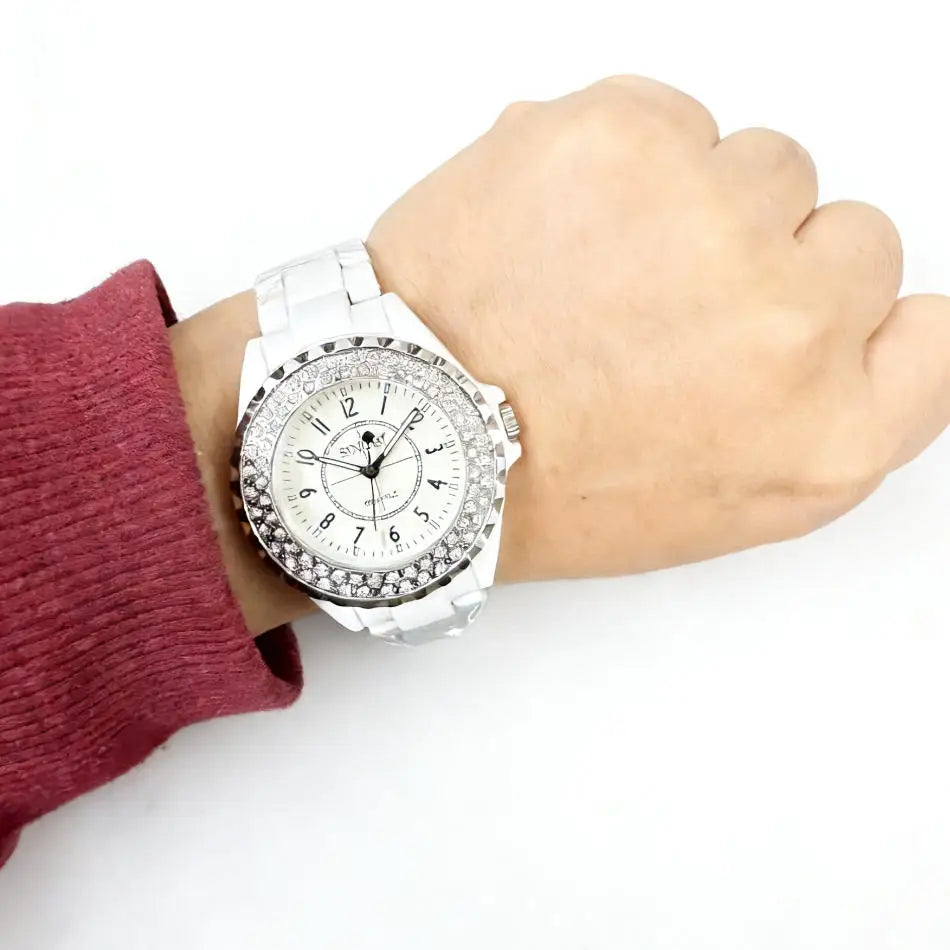 Promotion Item Fashion Women Rhinestone Quartz Wrist Watch Black Dial Nice Gift Ship With Tracking Number Wholesale Price