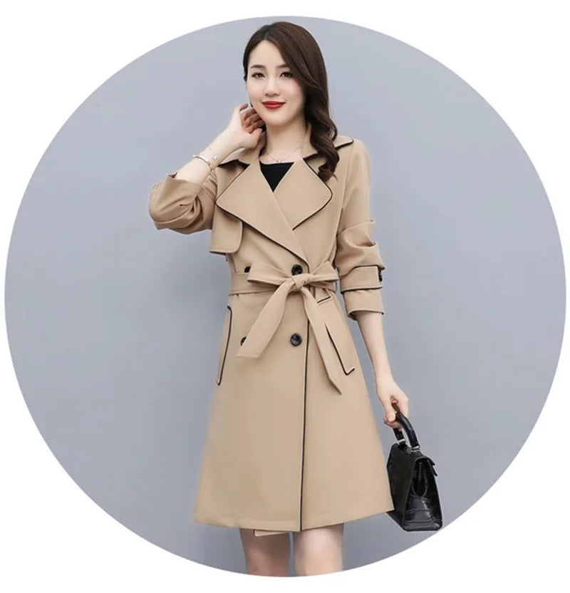 Women's Double Breasted Trench Coat with Belt