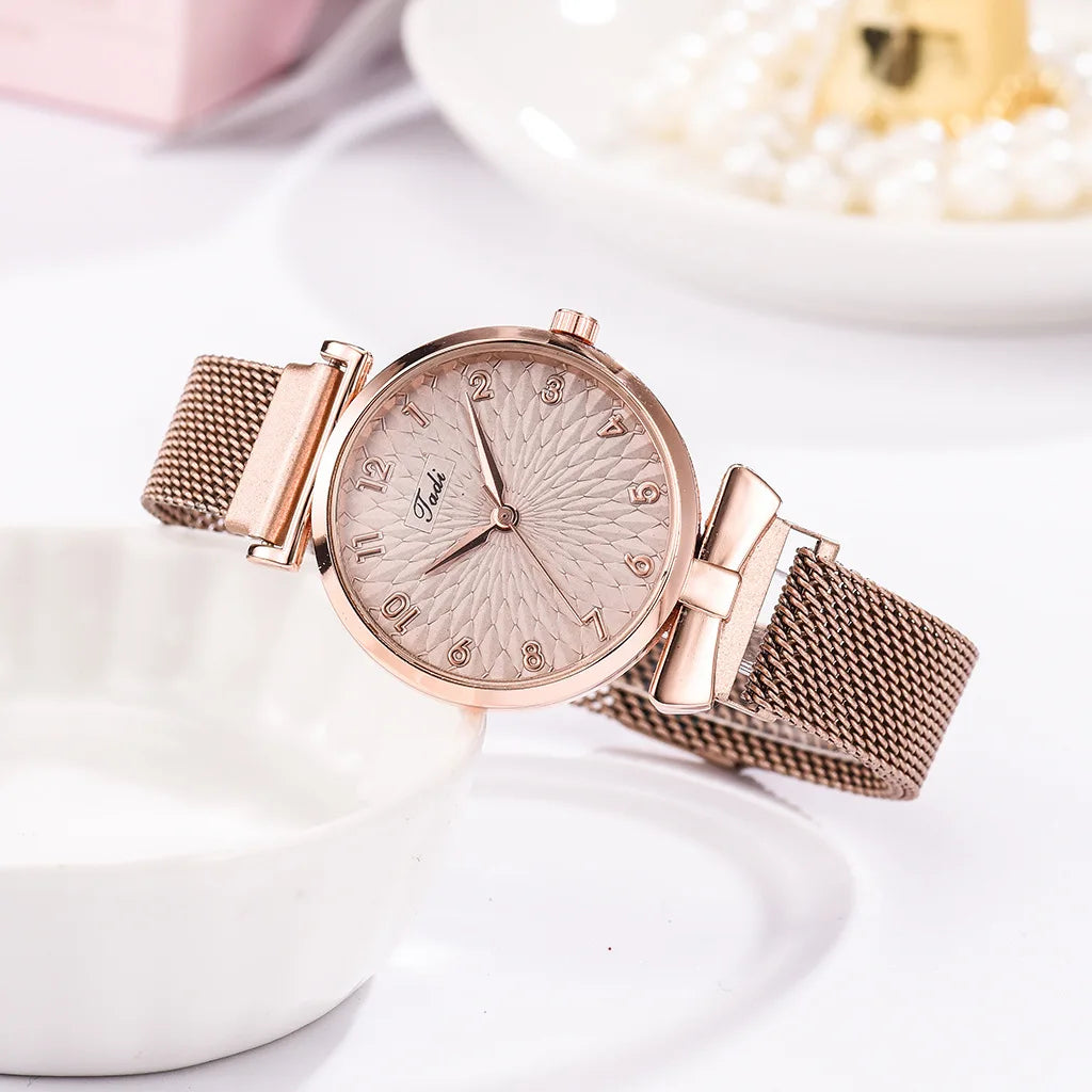 Women Bracelet Set Quartz Watches For Women Rose Gold Magnetic Watch Ladies Pink Dial Wrist Watch Clock Female Relogio Feminino