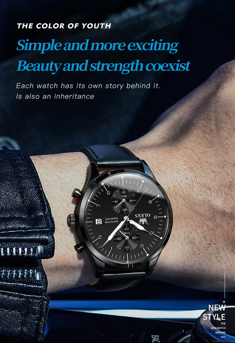 OLEVS 2880 Mens Watch Classic Original Multifunctional Quartz Watch Waterproof Luminous Date Watches For Men Box Gift