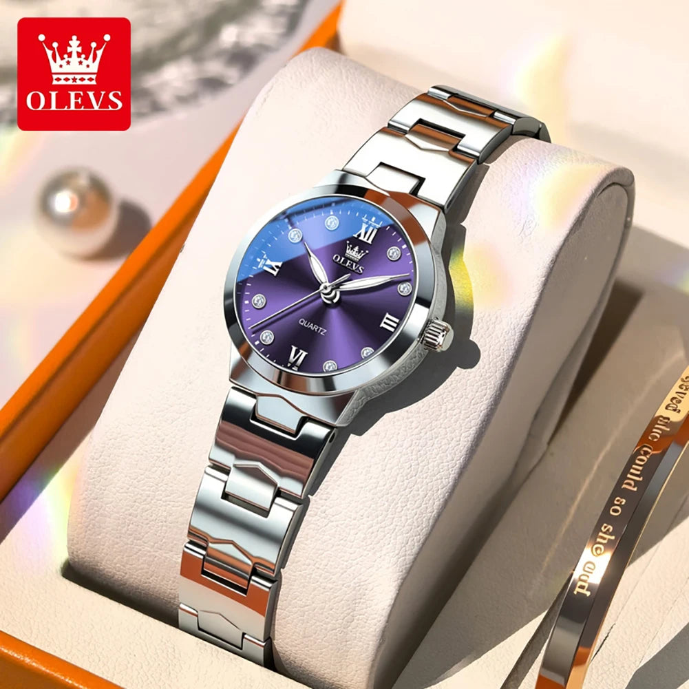 OLEVS 3735 Elegance Original Quartz Movement Watch For Women Diamond Dial Brand HD Luminous Function 30m Waterproof Watch