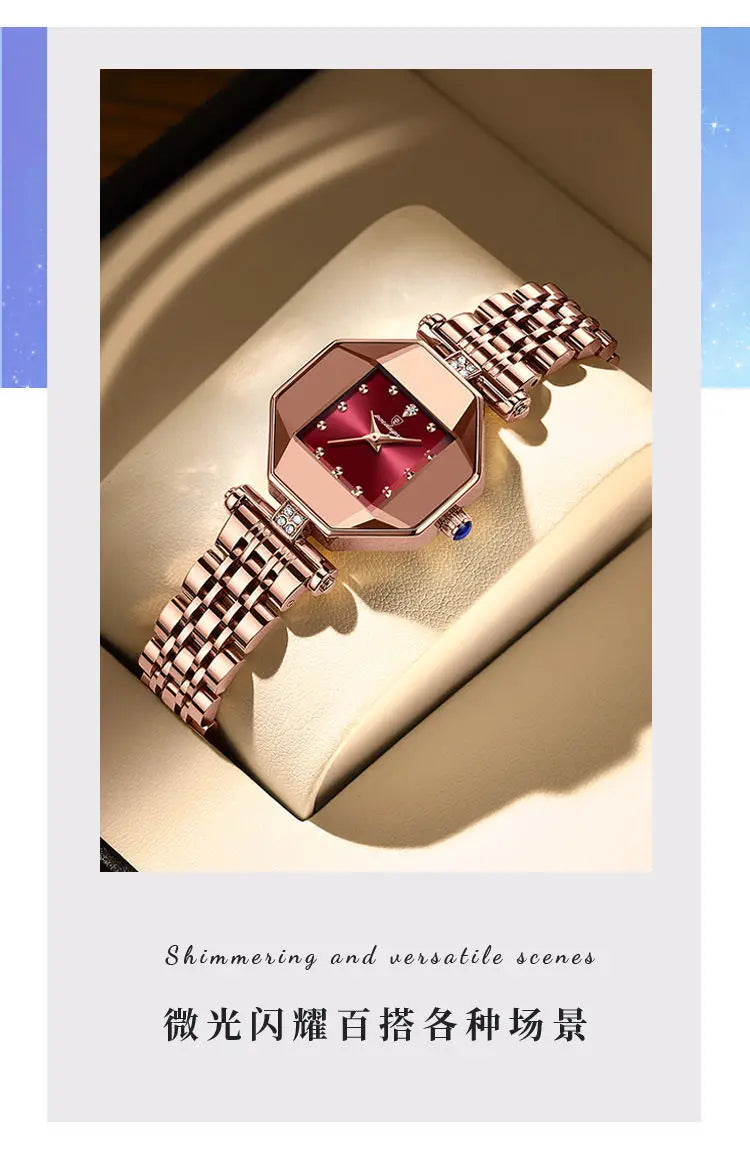 Women Quartz Watch Leather Steel Watch Rhinestone Ladies Bracelet Watch Casual Wristwatch Clock Relogio Feminino