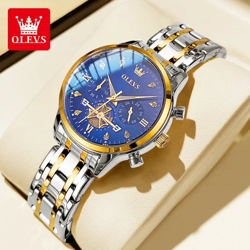 OLEVS Original Fashion Ladies Quartz Wristwatch Waterproof Luminous Multifunction Women Watches Gifts Box Reloj 2897