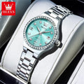 OLEVS 5628 Elegant Ladies' Watch Auto Date Diamond Dial Stainless Steel Waterproof Ladies' Quartz Watch