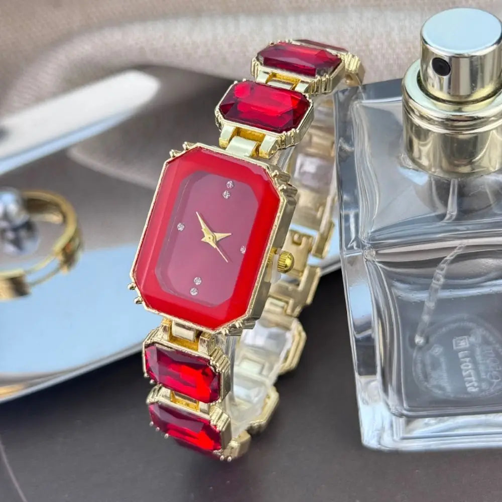 Rhinestone Quartz Watches Diamond Studded Watch Strap with Adjustable Bracelet Women Wristwatch Square Shaped Watch Women Girl