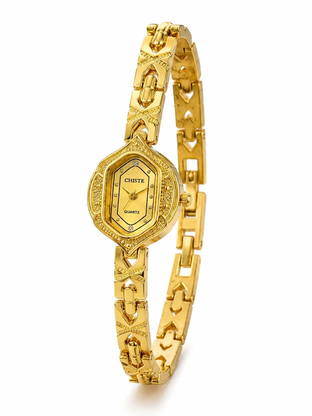 Retro Polygonal Dial Rhinestone Ladies Watch