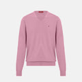 Men's embroidered V-neck knit sweater in black