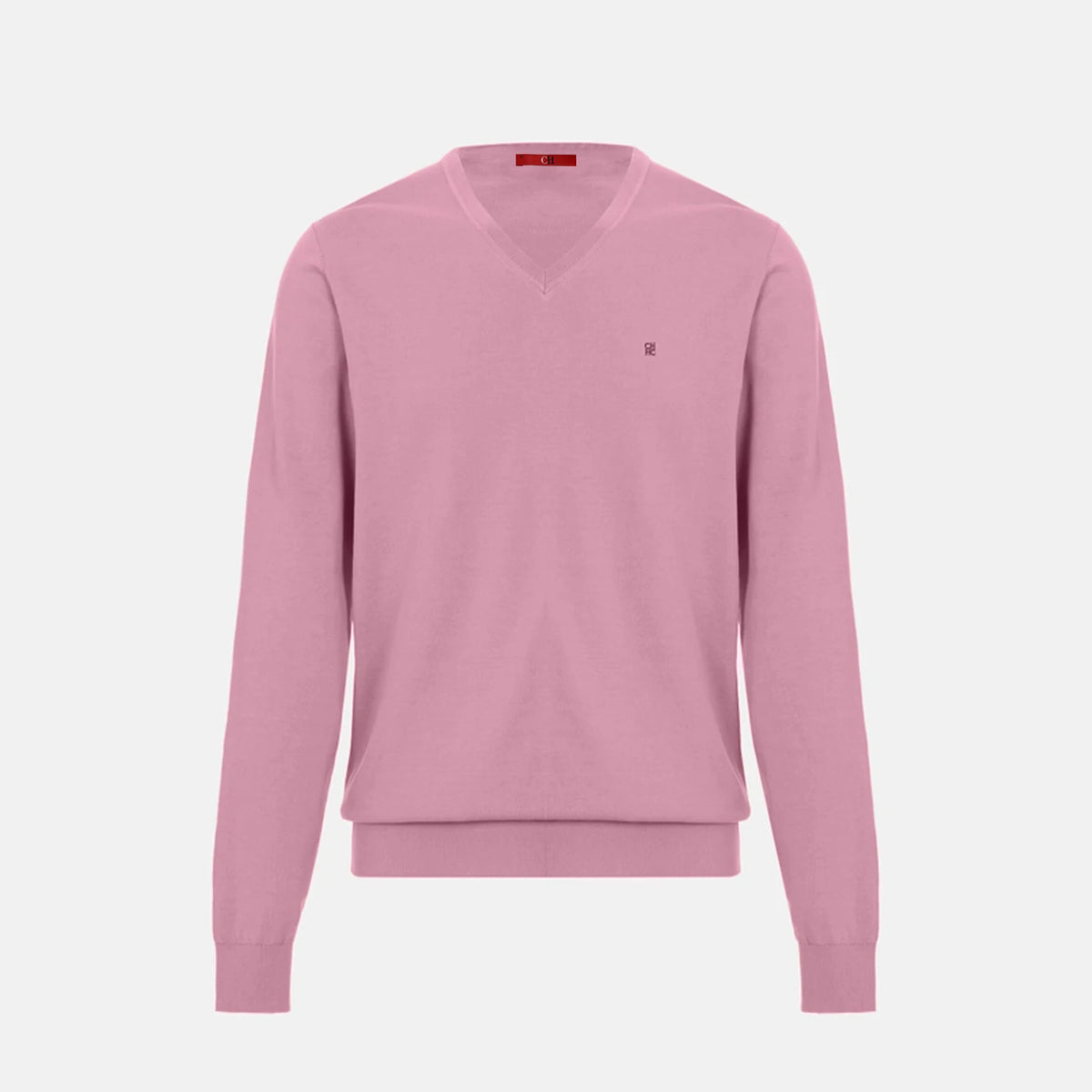 Men's embroidered V-neck knit sweater in black