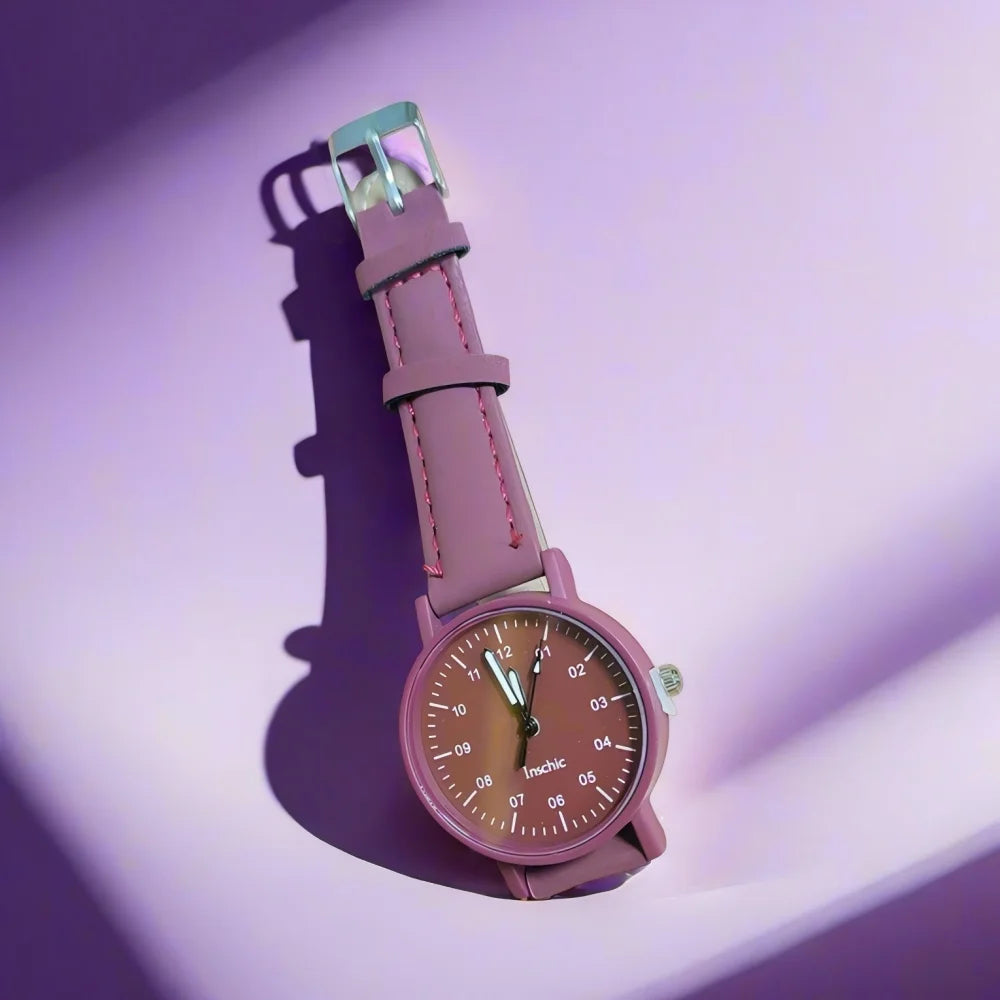 Women's Watch PU Leather Strap Bracelet Women Quartz Watches Small Round Dial Fashion Wristwatch for Ladies Girls
