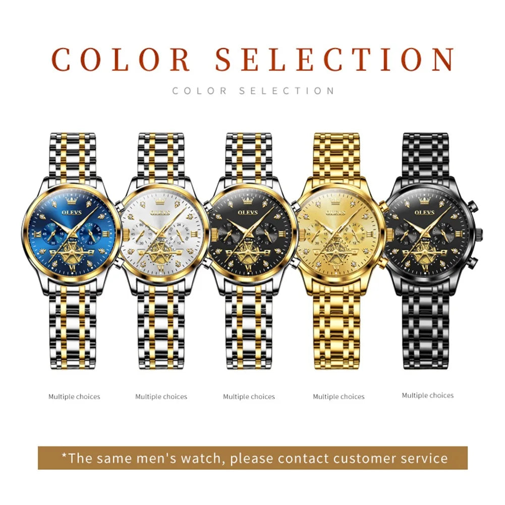OLEVS Original Fashion Ladies Quartz Wristwatch Waterproof Luminous Multifunction Women Watches Gifts Box Reloj 2897
