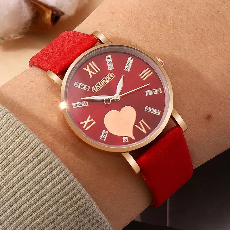 6-Piece Heart Dial Quartz Watch Set