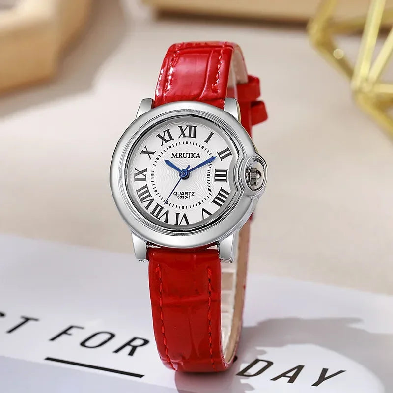 Brand Women round Rome Dial Quartz Watches Fashion Ladies Leather Strap Wristwatch Love Gift Clock Dropshipping reloj mujer