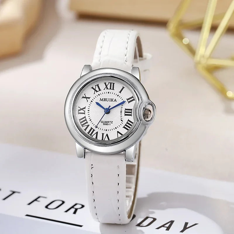Brand Women round Rome Dial Quartz Watches Fashion Ladies Leather Strap Wristwatch Love Gift Clock Dropshipping reloj mujer