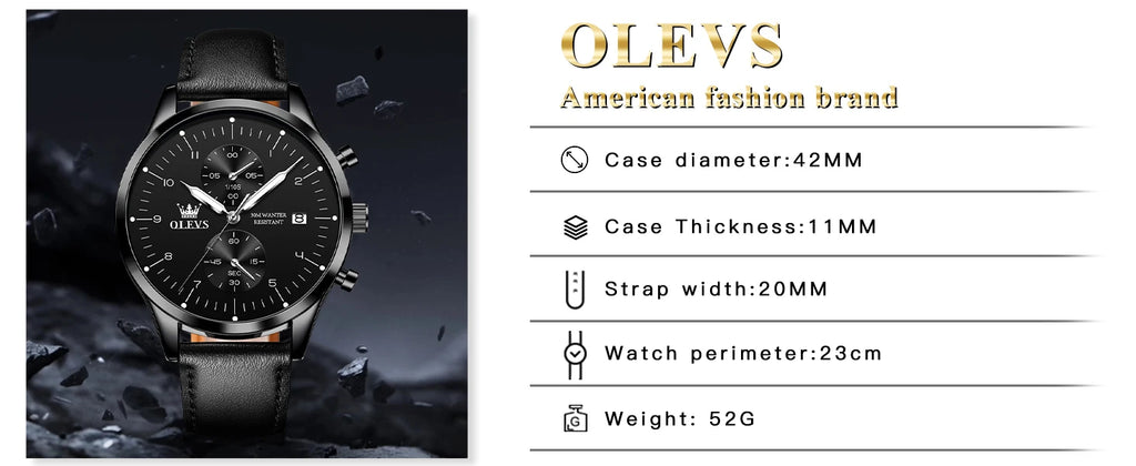 OLEVS 2880 Mens Watch Classic Original Multifunctional Quartz Watch Waterproof Luminous Date Watches For Men Box Gift