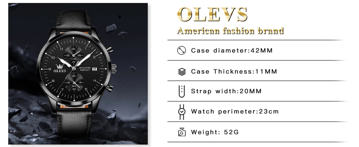 OLEVS 2880 Mens Watch Classic Original Multifunctional Quartz Watch Waterproof Luminous Date Watches For Men Box Gift