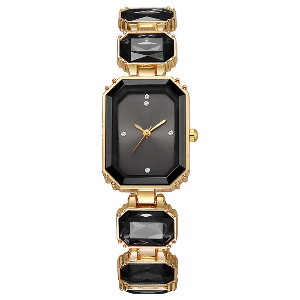 Rhinestone Quartz Watches Diamond Studded Watch Strap with Adjustable Bracelet Women Wristwatch Square Shaped Watch Women Girl