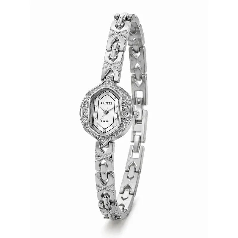 Retro Polygonal Dial Rhinestone Ladies Watch