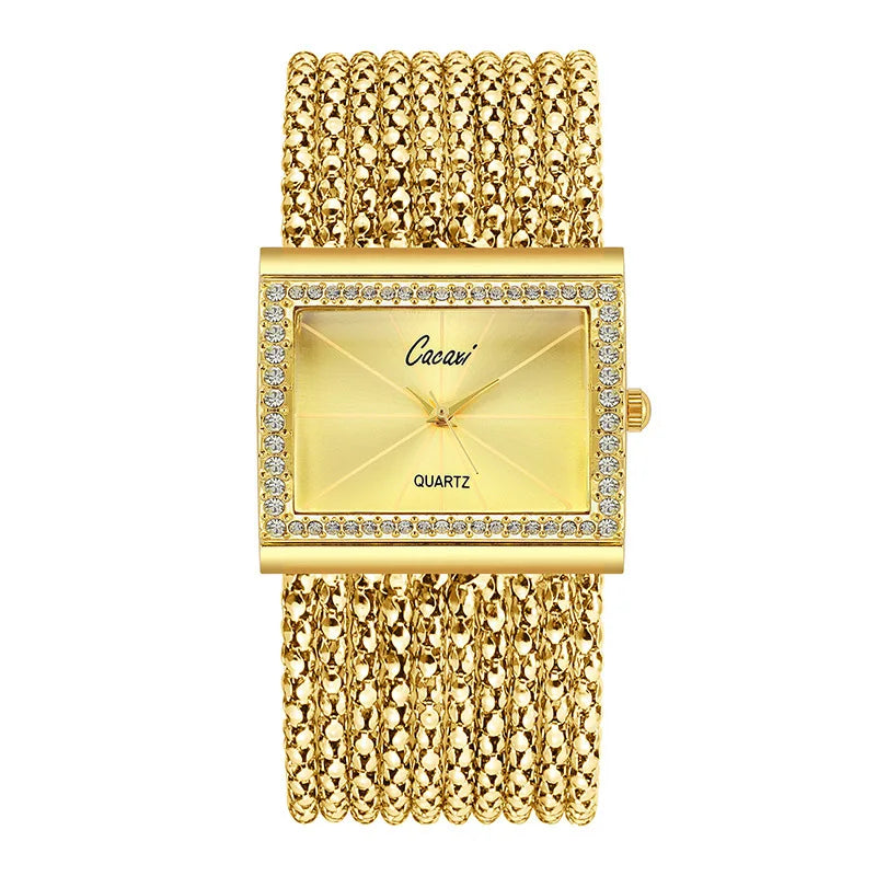 NEW Ladies Watches Fashion Gold Diamond Bracelet Women Luxury  Vintage Quartz Watches Simple Square Dial Female Dress Gifts