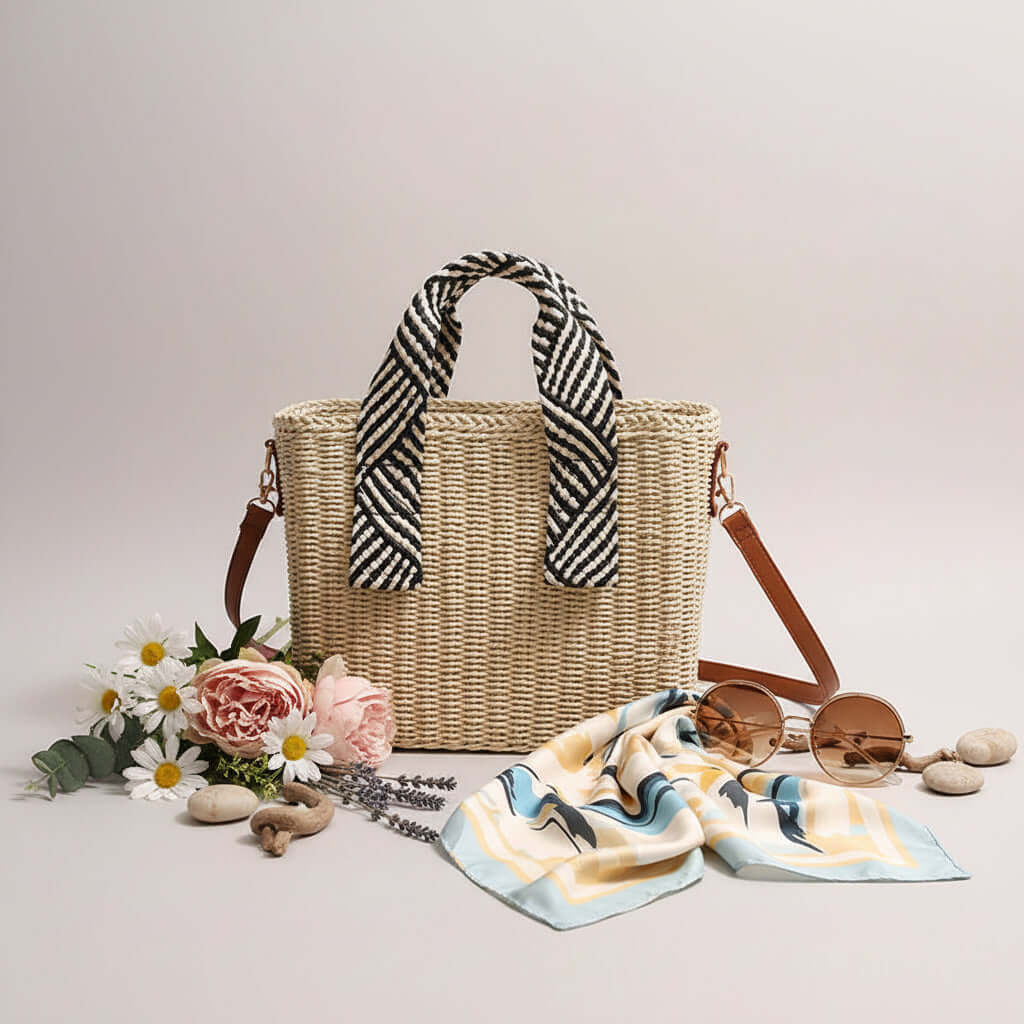 Straw Woven Crossbody Beach Bag for Vacation
