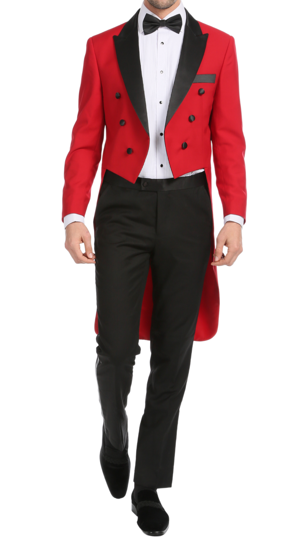 Ferrecci Men's Regular Fit Peak Lapel Red Tailcoat Tuxedo Set-0