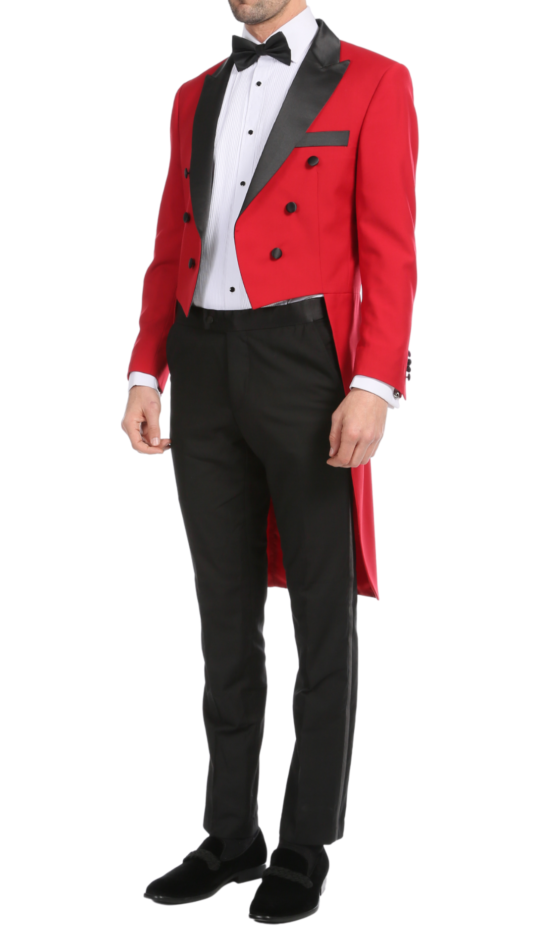 Ferrecci Men's Regular Fit Peak Lapel Red Tailcoat Tuxedo Set-1
