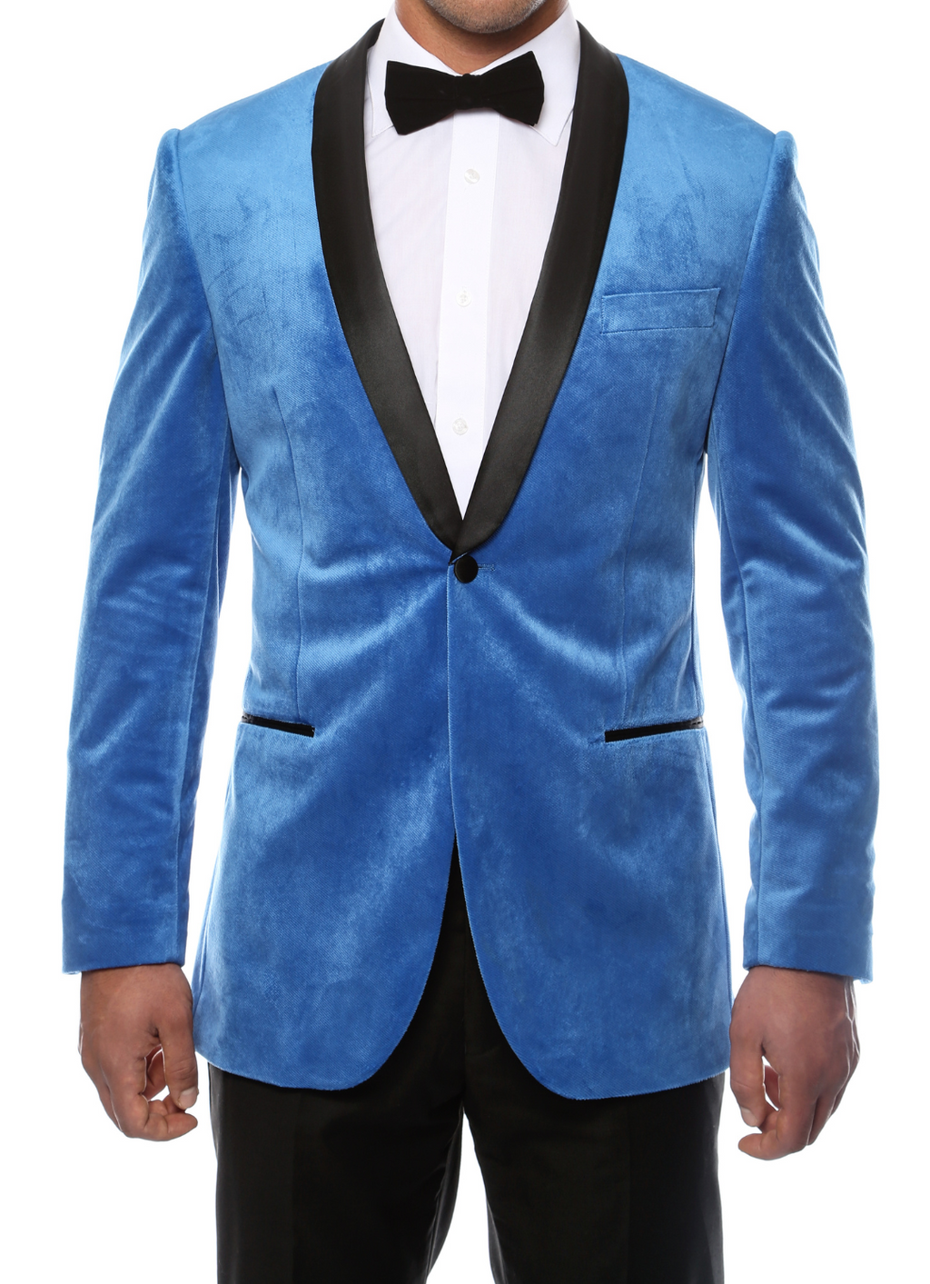 Enzo Royal Blue Slim Fit Velvet Shawl Tuxedo Blazer-0