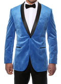 Enzo Royal Blue Slim Fit Velvet Shawl Tuxedo Blazer-0