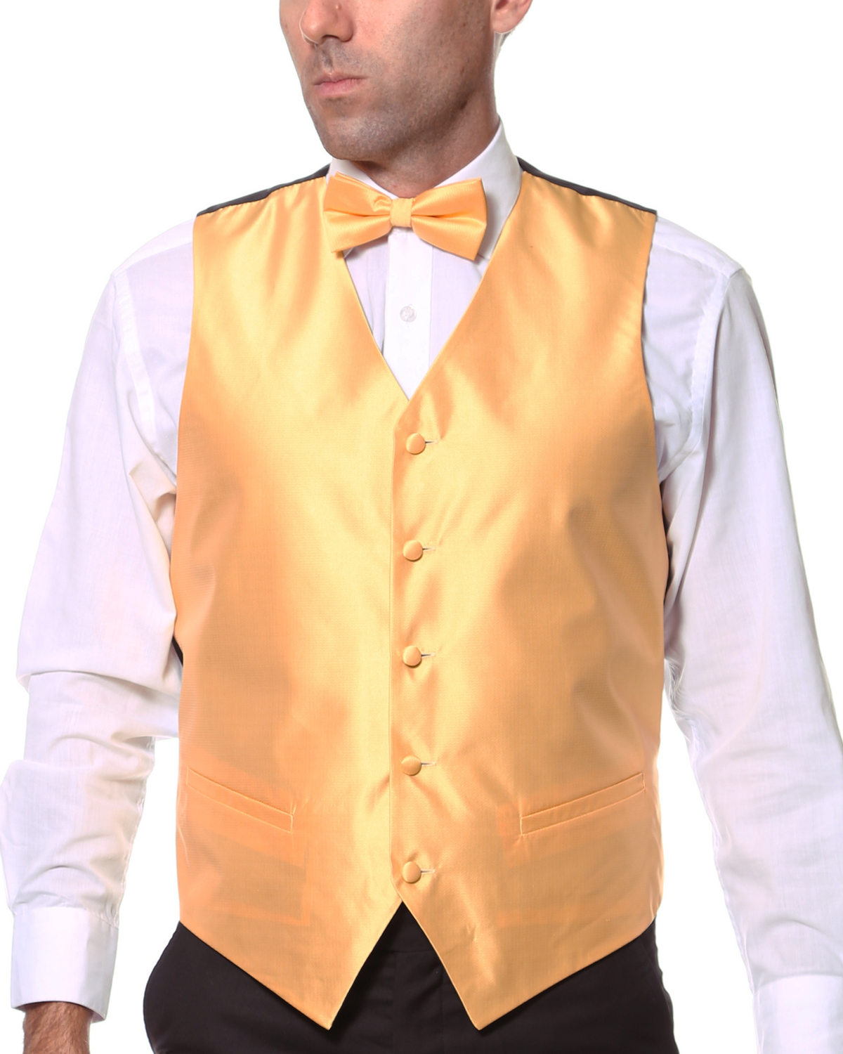 Ferrecci Mens PV450 - Gold with Black Back Adjustable Textured Vest Set-0