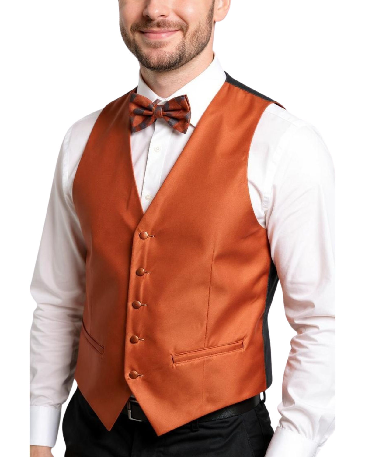 Ferrecci Mens PV450 - Rust with Black Back Adjustable Textured Vest Set-0