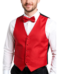 Ferrecci Mens PV450 - Red with Red Back Adjustable Textured Vest Set-0