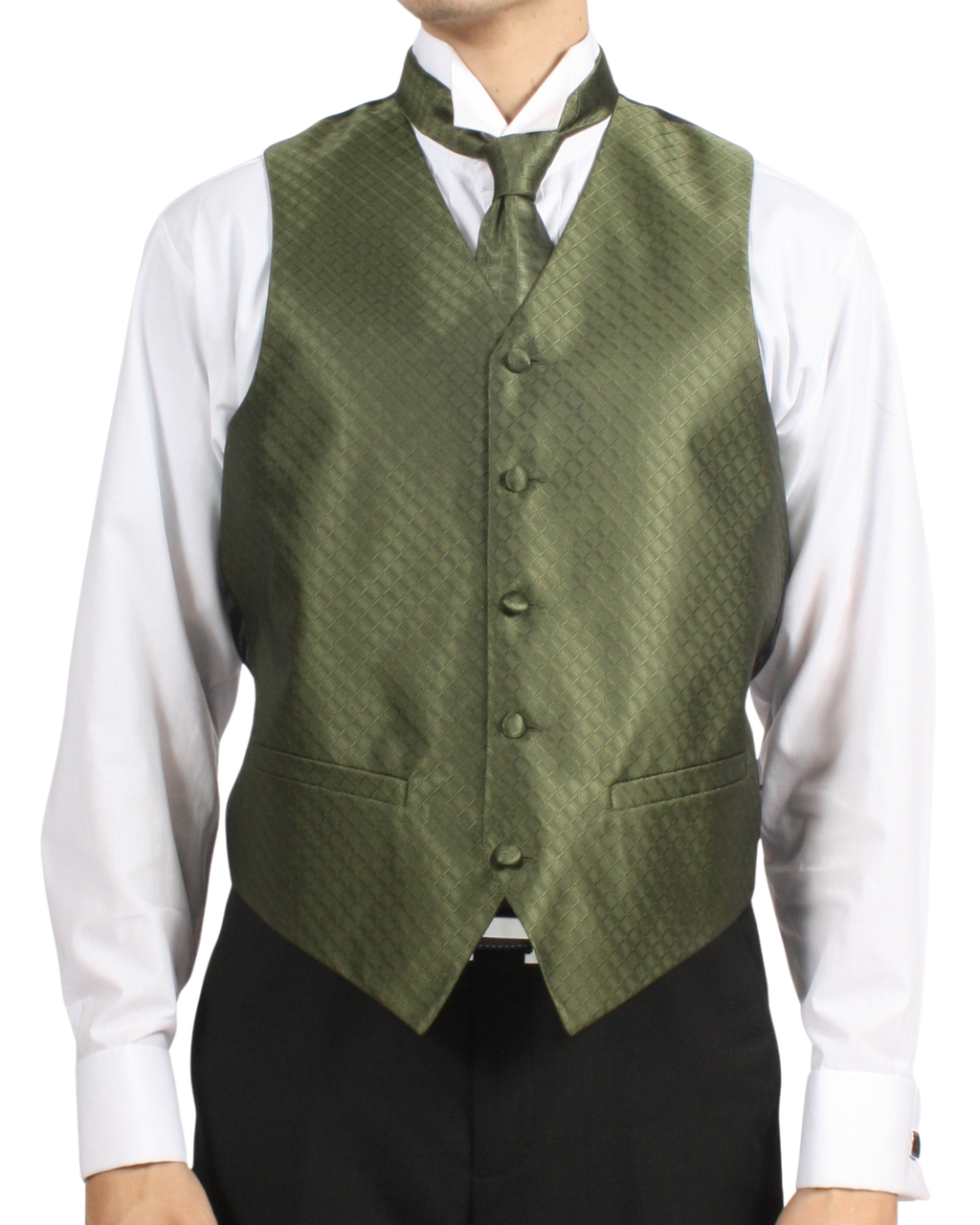 Ferrecci Mens PV300 - Olive with Black Back Adjustable Diamond Vest Set-0