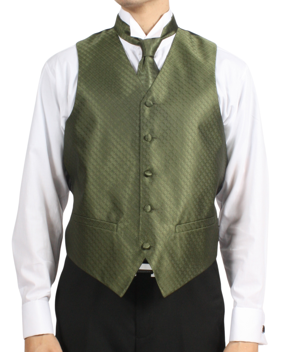 Ferrecci Mens PV300 - Olive with Black Back Adjustable Diamond Vest Set-0